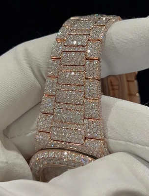 Steel Body Full Iced Out Moissanite Diamond Watch Wrist Watch Handmade