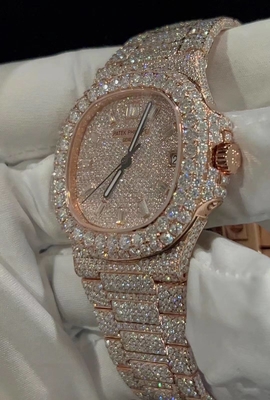 Steel Body Full Iced Out Moissanite Diamond Watch Wrist Watch Handmade