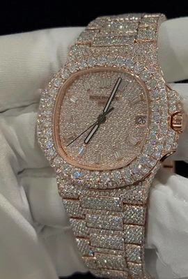Steel Body Full Iced Out Moissanite Diamond Watch Wrist Watch Handmade