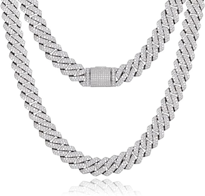 NGTC Moissanite Cuban Chain 925 Sterling Silver  Miami Cuban Chain 13mm Width