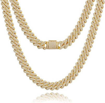 NGTC Moissanite Cuban Chain 925 Sterling Silver  Miami Cuban Chain 13mm Width