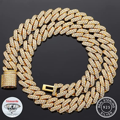 NGTC Moissanite Cuban Chain 925 Sterling Silver  Miami Cuban Chain 13mm Width