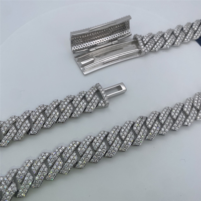 18mm Sterling Silver Men's Hip Hop Jewelry 24 Inch OEM Moissanite Hip Hop Jewelry