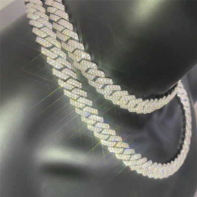 18mm Sterling Silver Men's Hip Hop Jewelry 24 Inch OEM Moissanite Hip Hop Jewelry