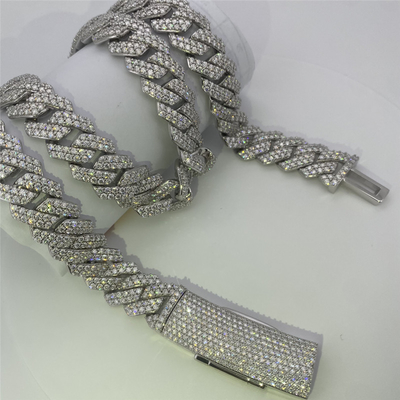 GRA Diamond Chain Necklace 18 Inch 925 Sterling Silver VVS Diamond Chain