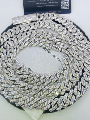 GRA Diamond Chain Necklace 18 Inch 925 Sterling Silver VVS Diamond Chain