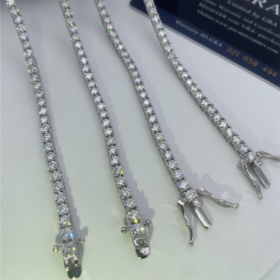 Hip Hop Moissanite Tennis Chain 925 Sterling Silver Moissanite Tennis Necklace