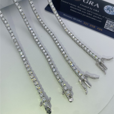 5mm 6.5mm  Moissanite Tennis Necklace Hand Set Lab Diamond Tennis Necklace