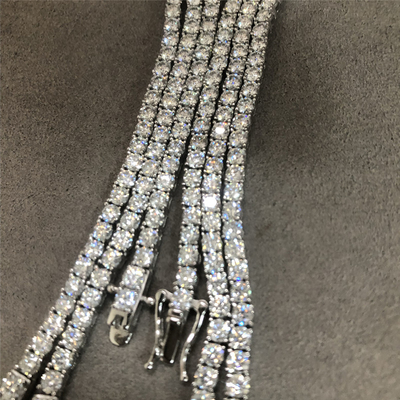 Round Cut  Moissanite Tennis Chain 14K Gold Plated Moissanite Tennis Necklace VVS1