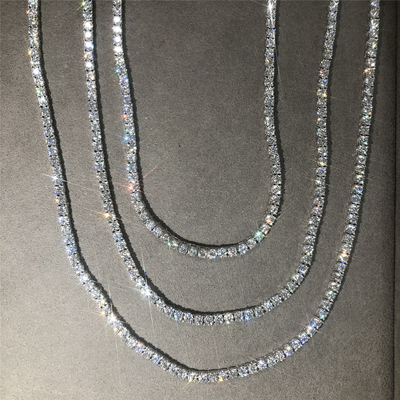 2mm Moissanite Tennis Necklace Round Cut  6mm Diamond Tennis Chain
