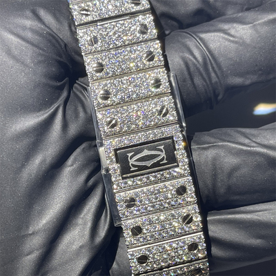 Cartier Santos Iced Out Moissanite Watch