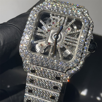 41mm VVS Jewelry Diamond Watch 29 Carats Skeleton Diamond Watch