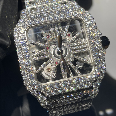 41mm VVS Jewelry Diamond Watch 29 Carats Skeleton Diamond Watch