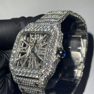 41mm VVS Jewelry Diamond Watch 29 Carats Skeleton Diamond Watch