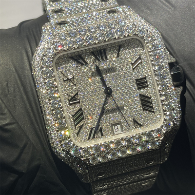 Cartier Santos Iced Out Moissanite Watch
