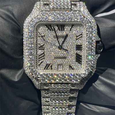 Cartier Santos Iced Out Moissanite Watch