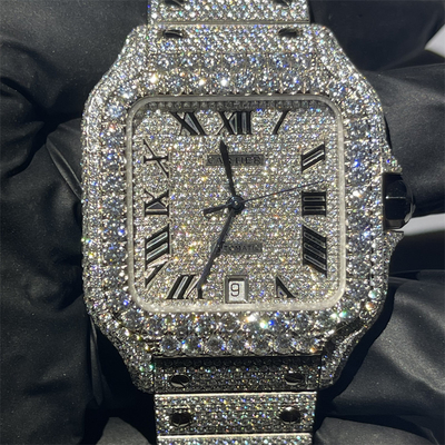 DEF VVS Moissanite Watch Full Dial BV Santos Full Diamond