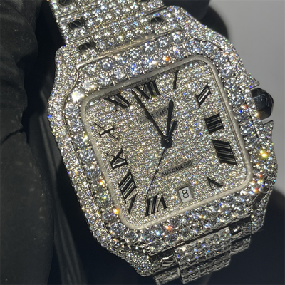 DEF VVS Moissanite Watch Full Dial BV Santos Full Diamond