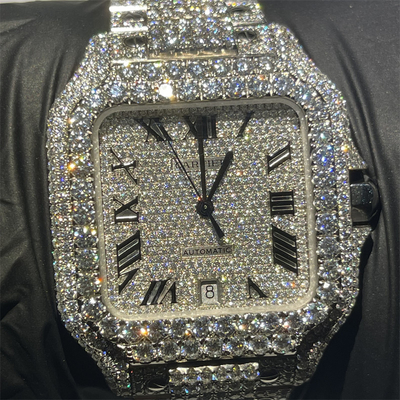 Cartier Santos Iced Out Moissanite Watch