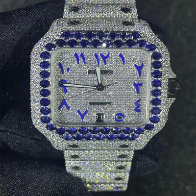 Nyc Cuban Diamond  Watch Santos BV Iced Out Moissanite Watch