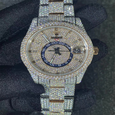 OEM Hip Hop Moissanite Mens Rolex Iced Out Watches In Wrist