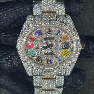 OEM Hip Hop Moissanite Mens Rolex Iced Out Watches In Wrist