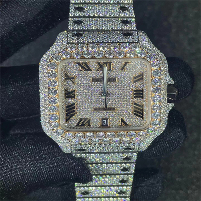 Nyc Cuban Diamond  Watch Santos BV Iced Out Moissanite Watch