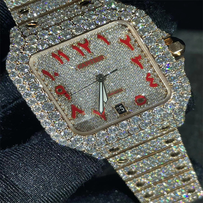 Santos OEM Moissanite Watch OEM Hand Setting Dial Diamond Watch