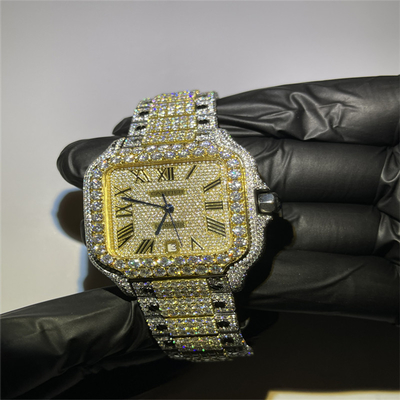 Ice Giant Moissanite Bust Down Watch Gold Chain Silver Watch Eco Friendly