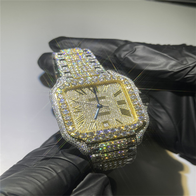 Ice Giant Moissanite Bust Down Watch Gold Chain Silver Watch Eco Friendly