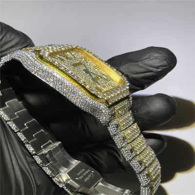 Ice Giant Moissanite Bust Down Watch Gold Chain Silver Watch Eco Friendly