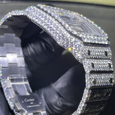 Luxury Moissanite Bust Down Watch Round Brilliant Cut Moissanite  Santos