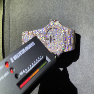 OEM Moissanite Bust Down Watch Luxury Handmade VVS Moissanite Diamond Watch