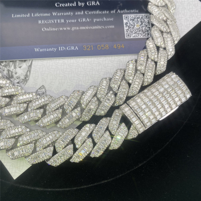 Two Rows Real VVS Moissanite Cuban Link Miami Baguette Cuban Link