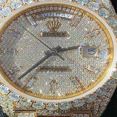 20 Carat White Bussdown  Bust Down Watch Rolex Millionaire Conflict Free