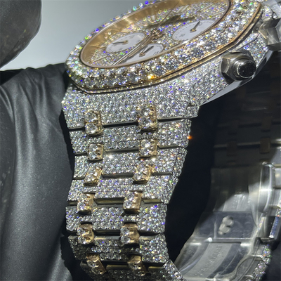 D Color Ap Diamond Watch  Bling Hand Setting Bust Down Moissanite Watch