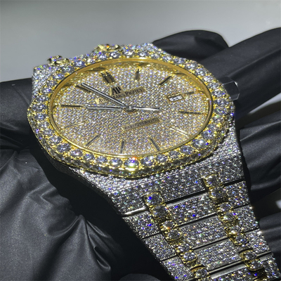 D Color Ap Diamond Watch  Bling Hand Setting Bust Down Moissanite Watch