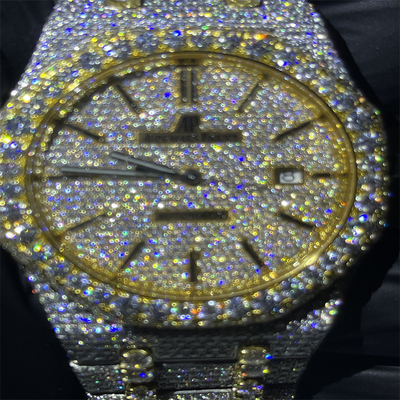 D Color Ap Diamond Watch  Bling Hand Setting Bust Down Moissanite Watch