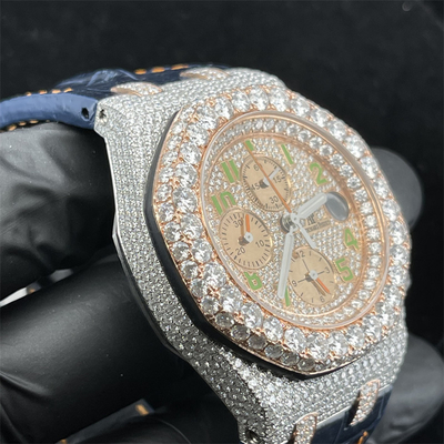 Datejust Moissanite Mens AP Watch  Iced Out Pass In Diamond Tester