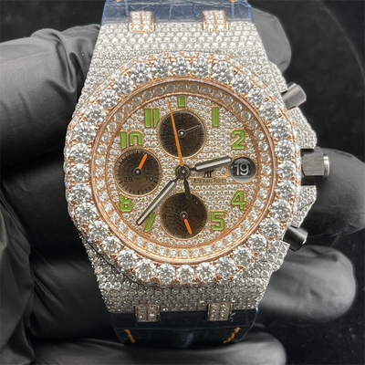 Datejust Moissanite Mens AP Watch  Iced Out Pass In Diamond Tester