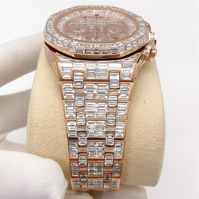Handmade Moissanite AP Watch Jewelry Inlay Iced Out Moissanite Stainless Steel