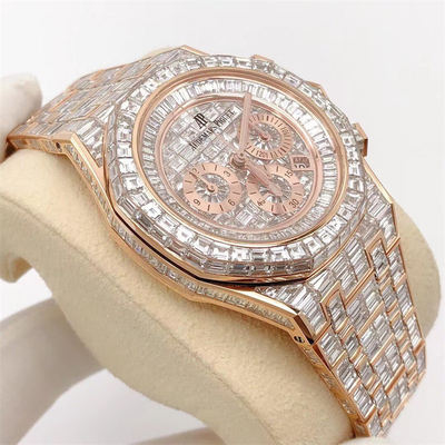 Handmade Moissanite AP Watch Jewelry Inlay Iced Out Moissanite Stainless Steel