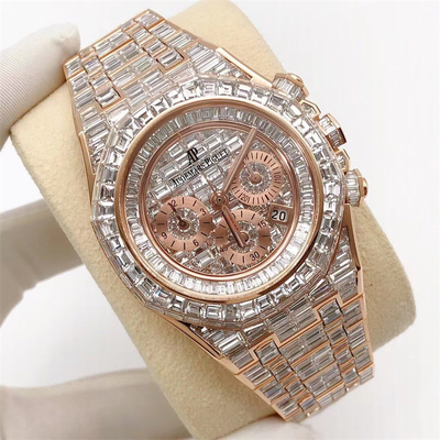 Men Brand Moissanite Diamond Watches Handmade Inlay Buss Down Watch VVS