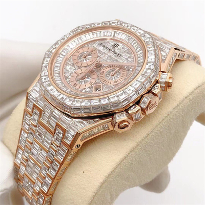 Men Brand Moissanite Diamond Watches Handmade Inlay Buss Down Watch VVS