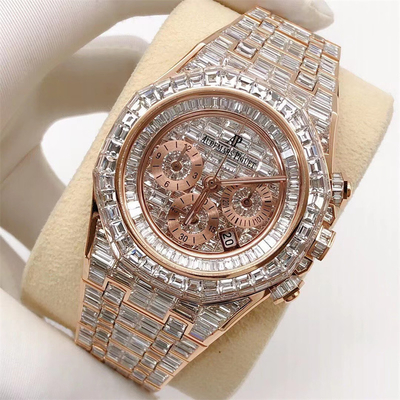 Men Brand Moissanite Diamond Watches Handmade Inlay Buss Down Watch VVS