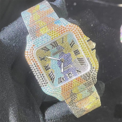 26Carats Two Tone Diamond Watch Santos VVS1 Diamond Stainless Steel Watch VS1