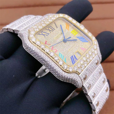 41mm Tester Moissanite Watch Tester D Color  Santos On Wrist
