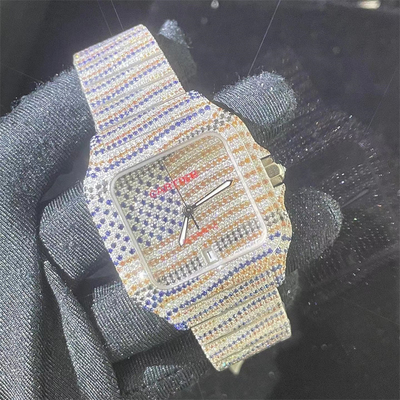 26Carats Two Tone Diamond Watch Santos VVS1 Diamond Stainless Steel Watch VS1