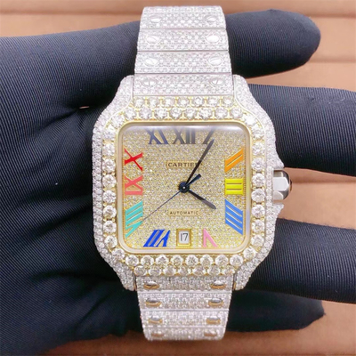 41mm Tester Moissanite Watch Tester D Color  Santos On Wrist