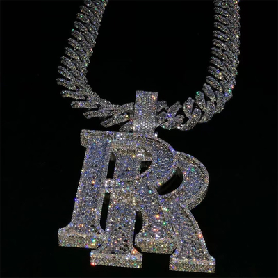 Icy Letter  Miami Cuban Link Chain Charm Pendant Custom Name Cuban Link Chain